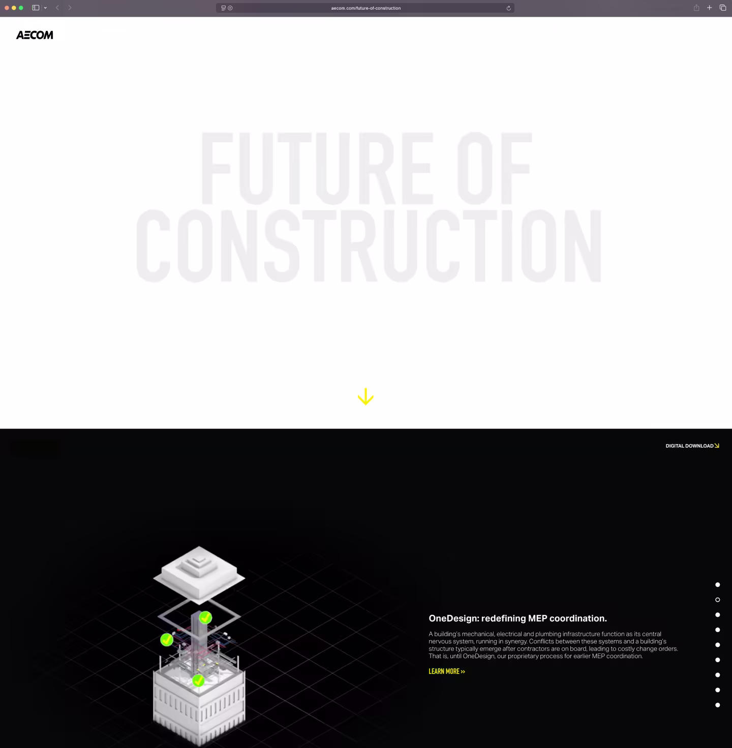 AECOM Future of Construction microsite, interactive 3D campaign hub