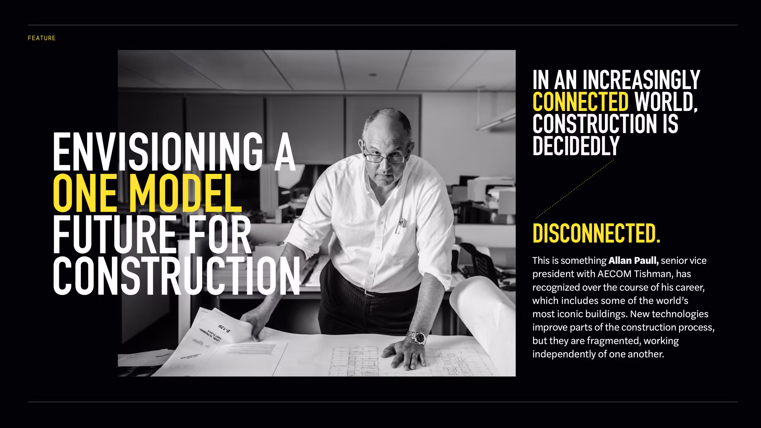 AECOM Future of Construction microsite, layout design still
