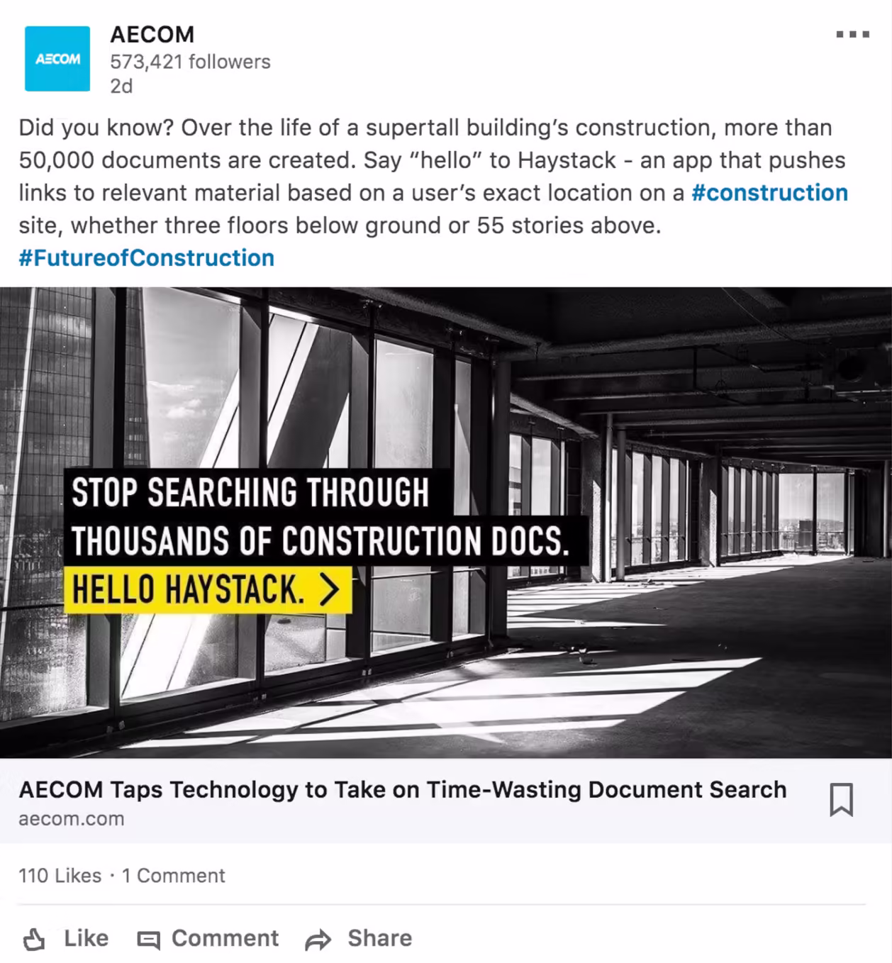 AECOM Future of Construction social toolkit, Facebook square asset
