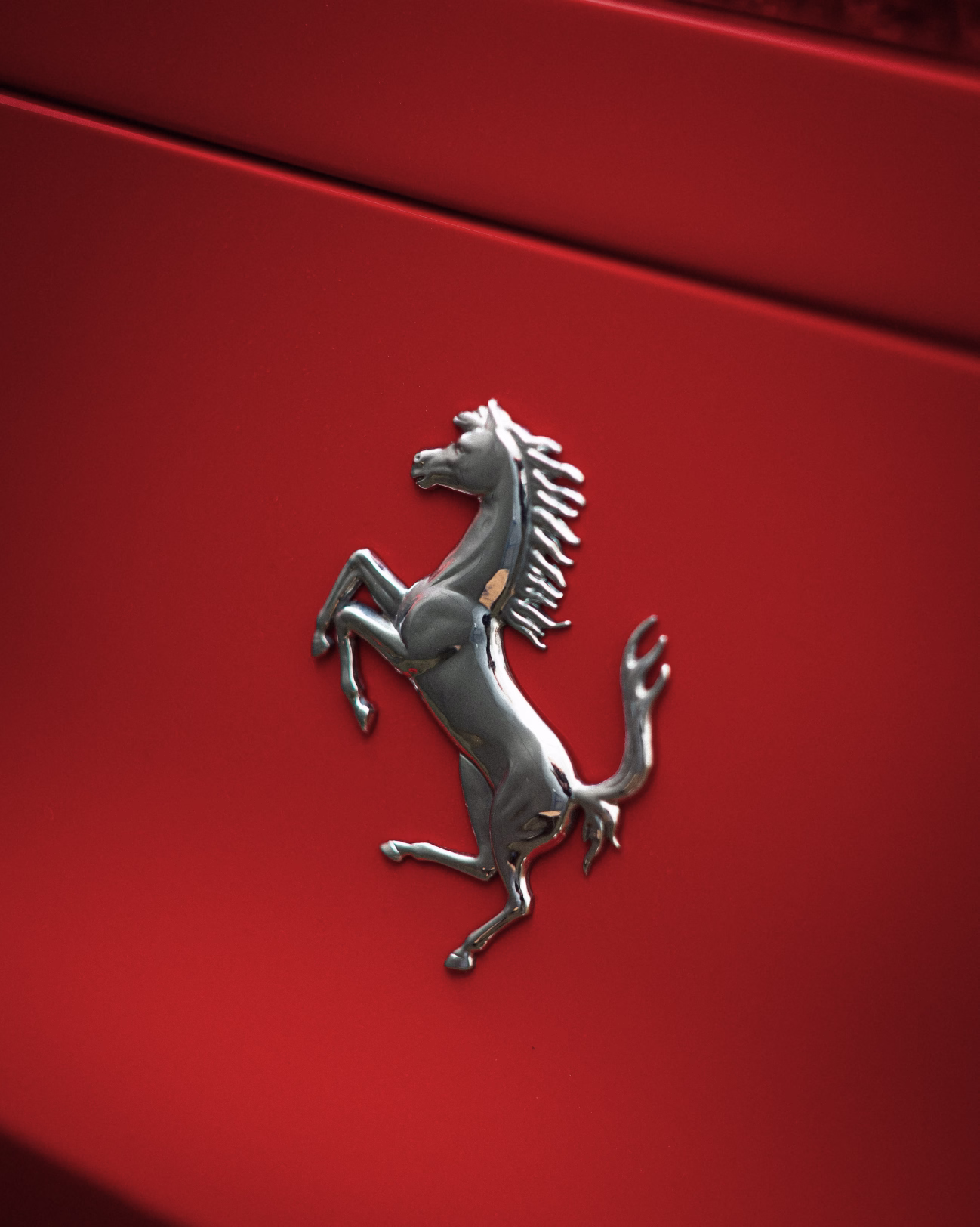 Editorial detail capture of the Ferrari logo