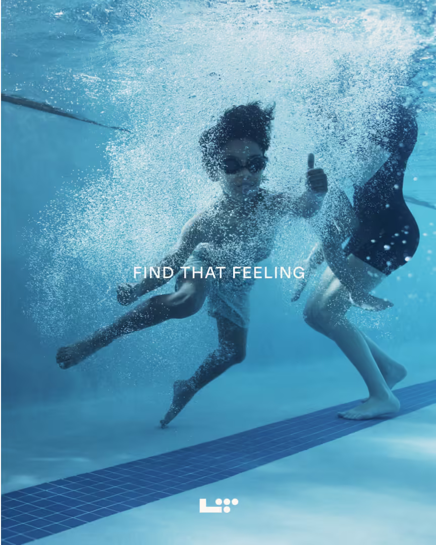Underwater family campaign visual