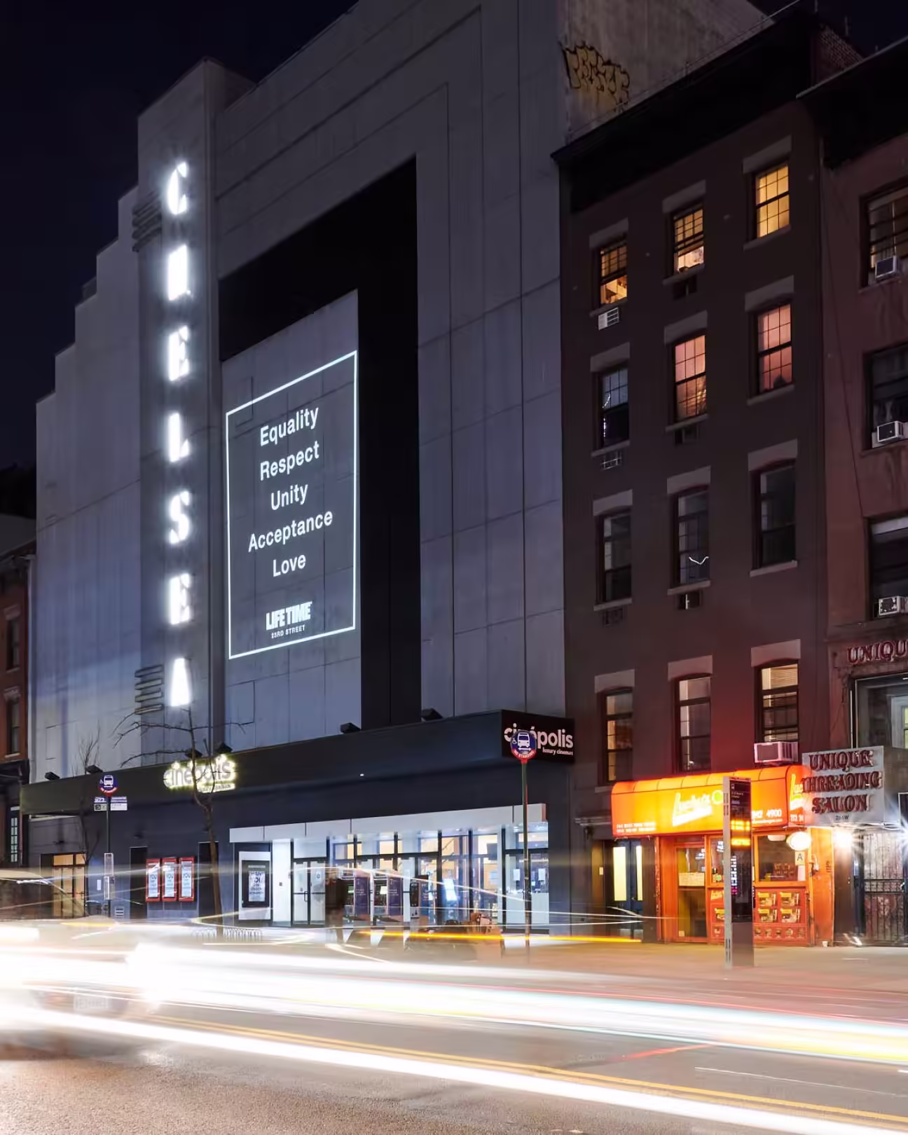 Life Time NYC projection mapping, Chelsea theatre district
