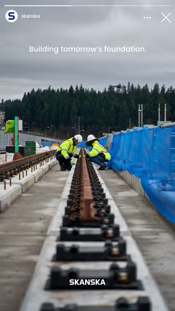 Skanska digital social campaign reel, track installation