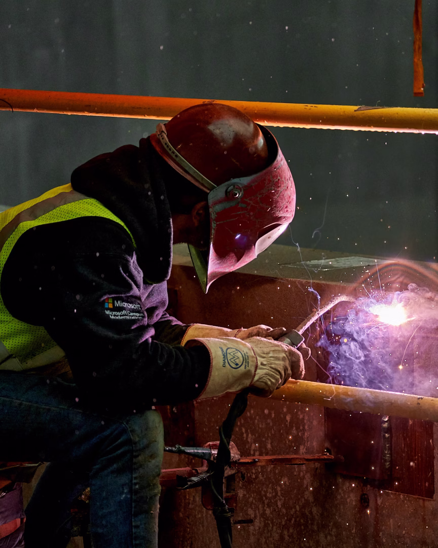 Skanska welder portrait, editorial light pop