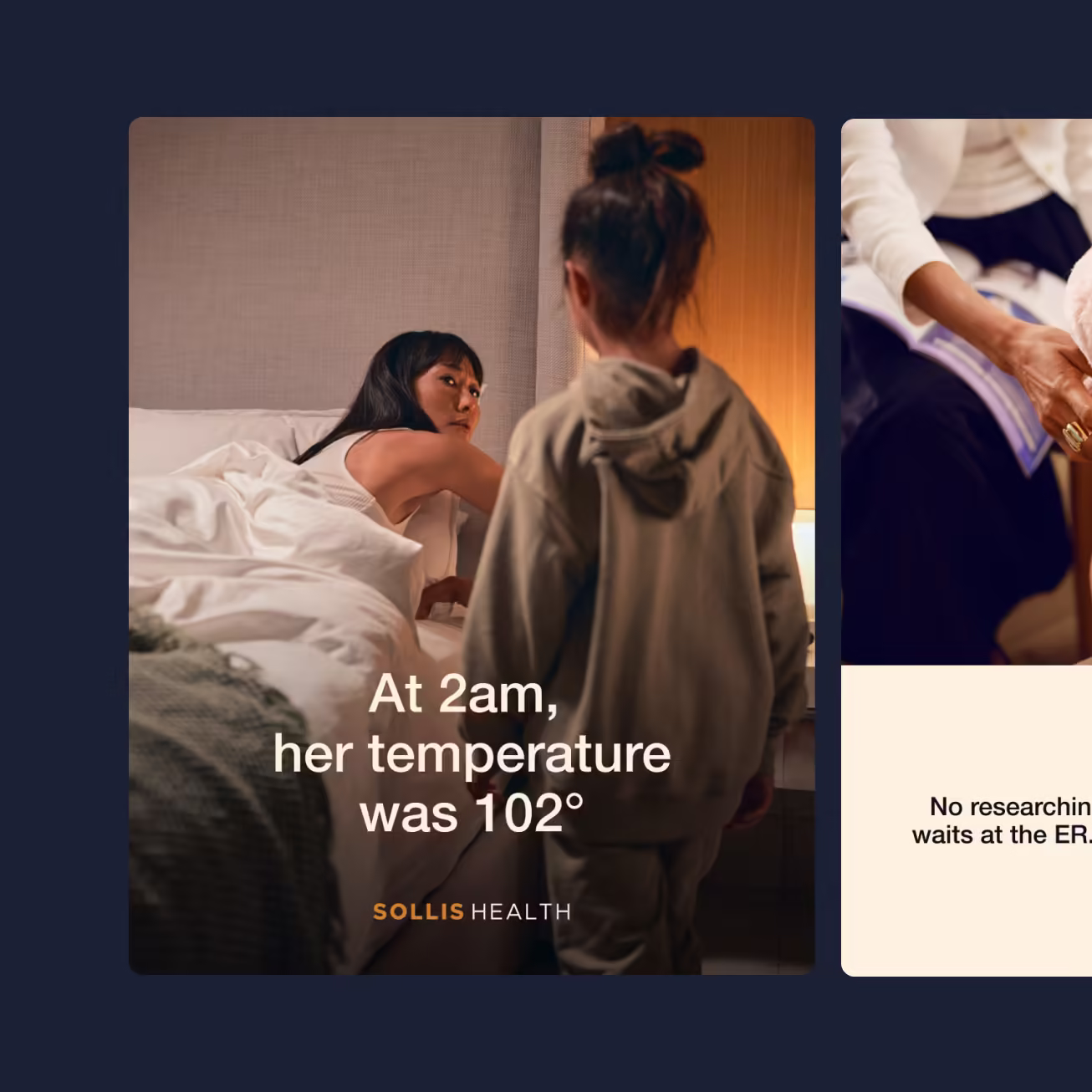 Sollis Health dual moment layout, campaign photography